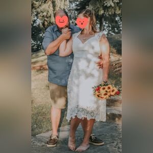 Guess White Eyelet Floral Midi Dress Womans 16